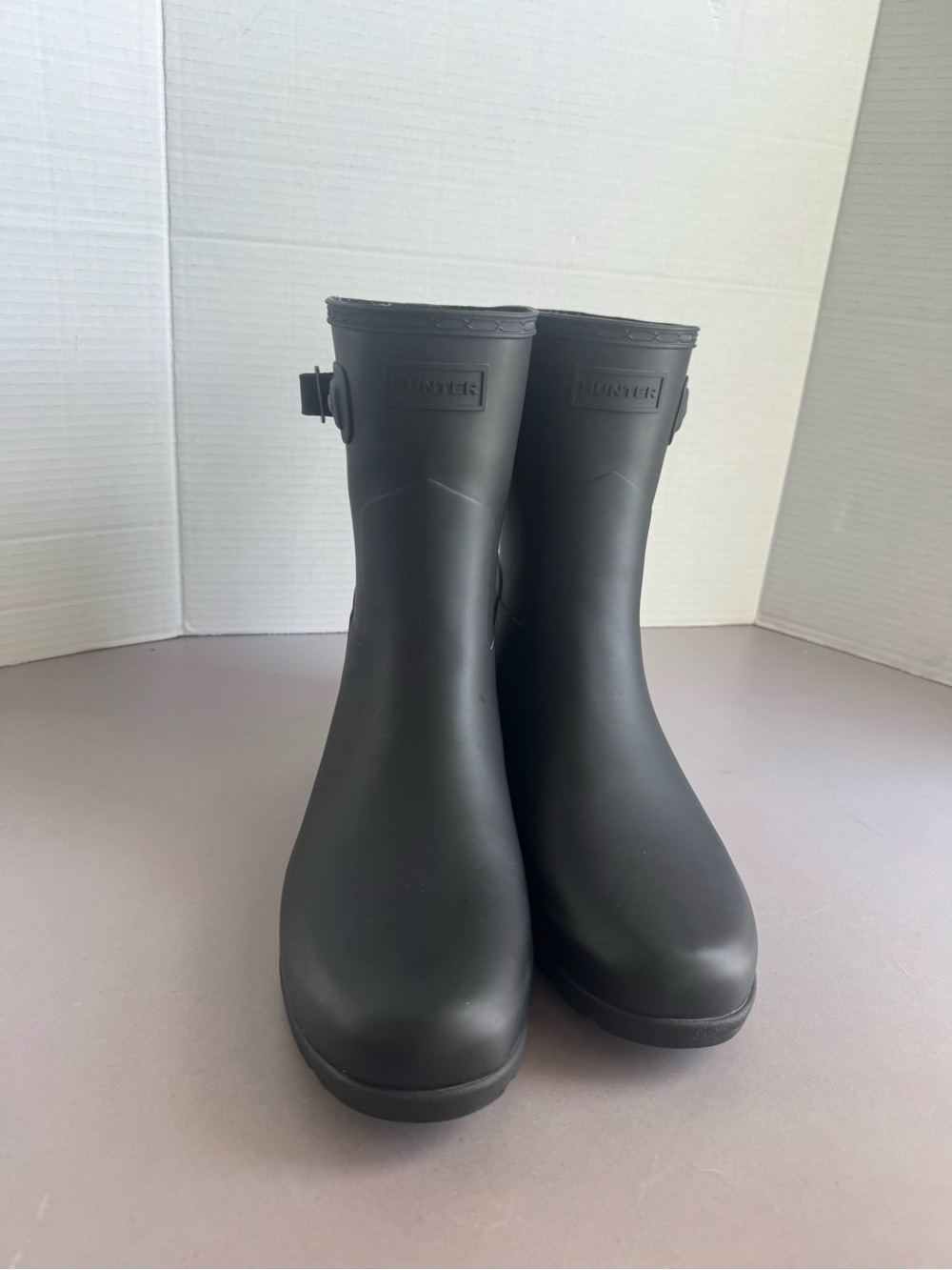Hunter Matte Black Ankle Rain Boots